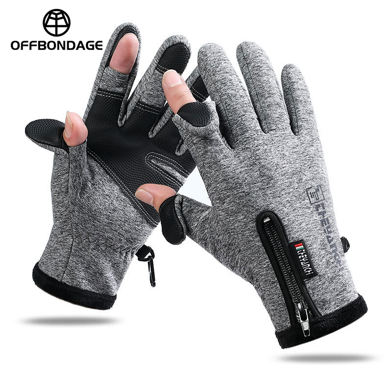 Spearfishing Glove - 冬用暖かいタッチスクリーンサイクリンググローブ、フリース裏地付き滑り止めフリップフィンガーグローブ、釣り、ランニング、ハイキング、アウトドアスポーツ用