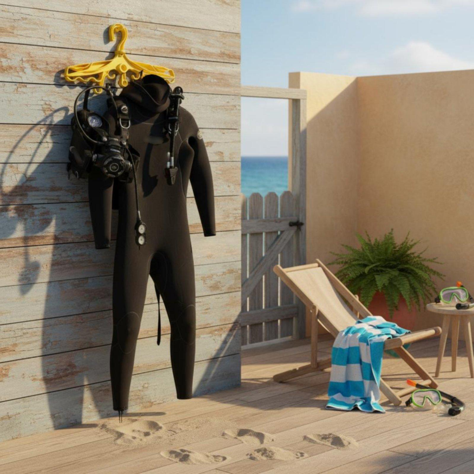 Aquatic Sports Scuba - プラスチック製ダイビングハンガー、8つのフック付き、ウェットスーツ、フィン、ブーツ、水上スポーツ用のスキューバギア乾燥ラック