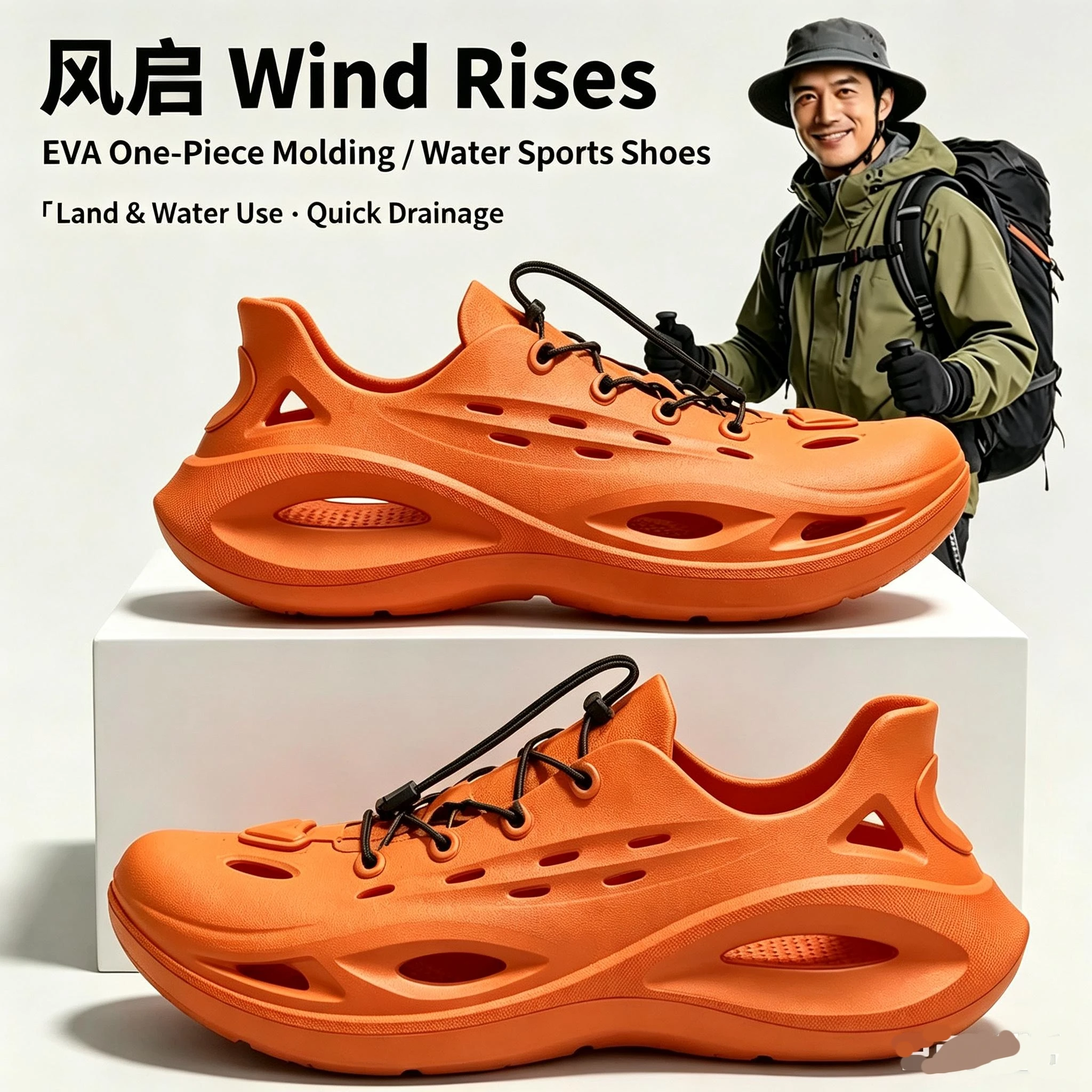 Aquatic Sports Wear - 夏のメンズ・レディースウォーターシューズ EVAソフトボトム滑り止めビーチスポーツカジュアルアクアティックサンダル中空アウターウェアクリークシューズ