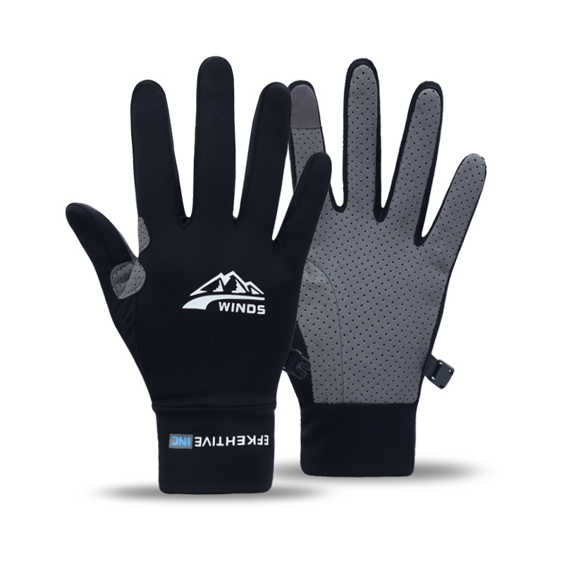 Spearfishing Glove - メンズ軽量夏用アイスシルクフルフィンガー速乾タッチスクリーンスポーツフィッシング日焼け止め運転サイクリンググローブ女性用