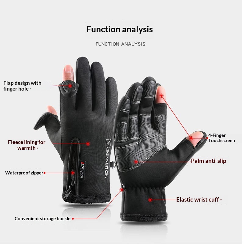 冬用暖かいタッチスクリーンサイクリンググローブ、フリース裏地 - Spearfishing Glove のレビューと価格